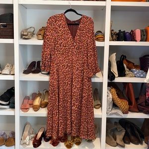 Madewell Long Sleeve Crossover Midi Dress